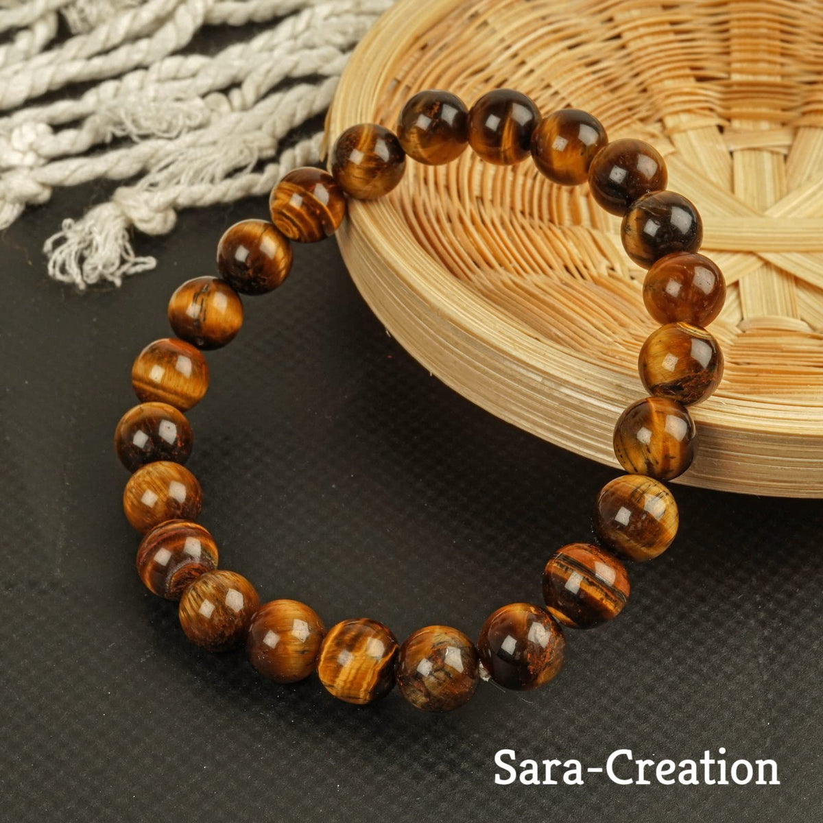 sara creation Triple Protection Bracelets -Tiger Eye - Hematite - Black Obsidian Adjustable Bead Stone Gemstone Bracelets - Healing For Girl Women Men