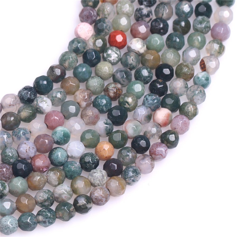 Indian Agate Beads for Jewelry Making Natural Gemstone Semi Precious 4mm Round Faceted 15" JOE FOREMAN