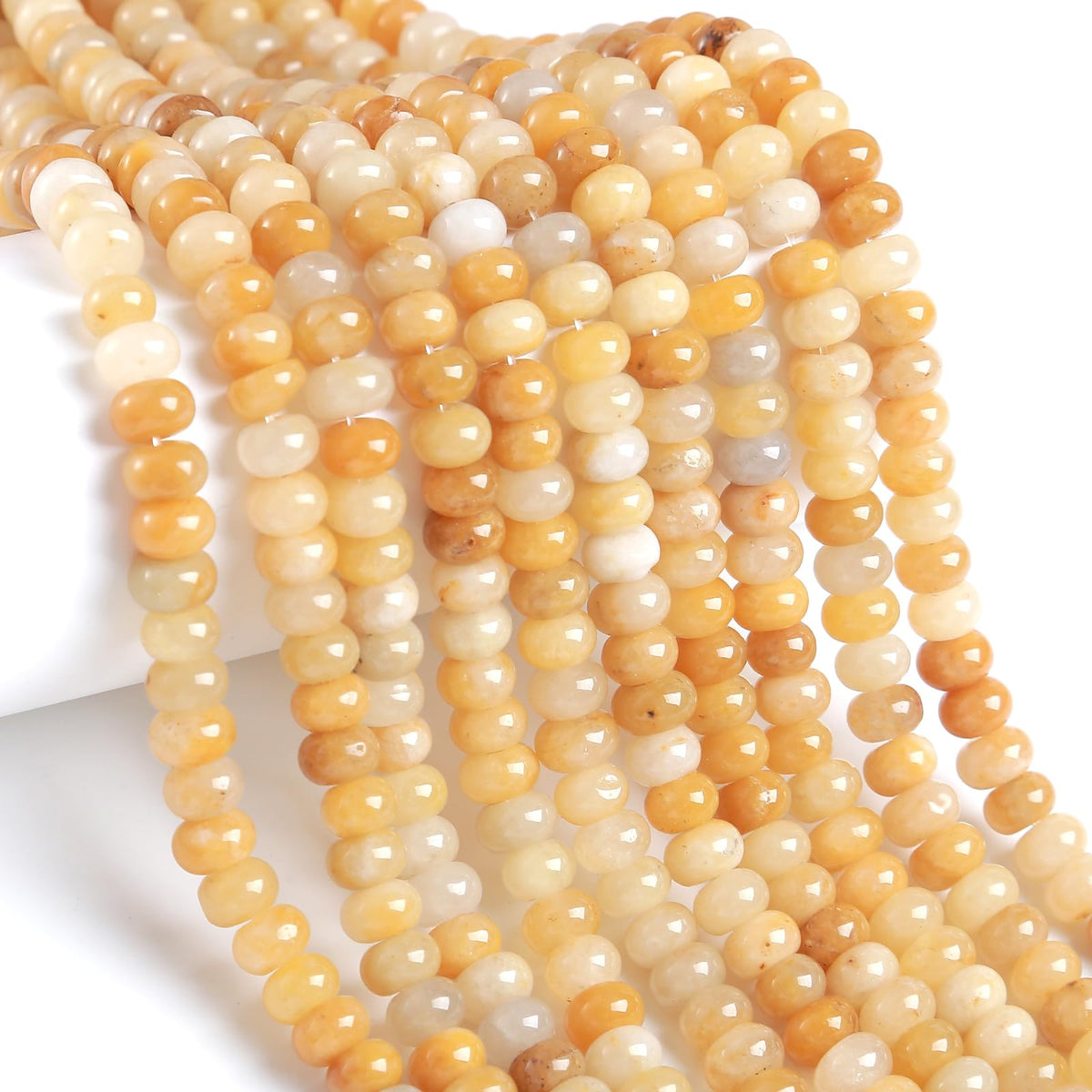 5x8mm 76pcs Natural Stone Yellow Aventurine Jade Rondelle Spacer Loose Beads Abacus Disk Stone Round Loose Gemstone Beads for Jewelry Making DIY Bracelet Necklace