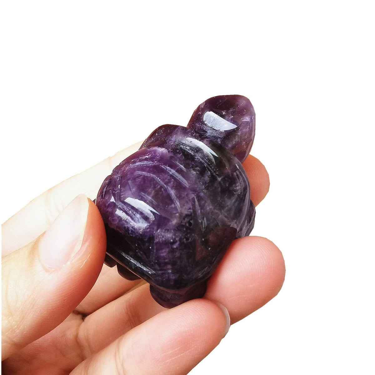 Gemgogo 2 Pcs Natural Amethyst Pocket Carved Tortoise Decor Animal Figurines Gemstone,1.5 Inches Room Decor Crystals and Healing Stones