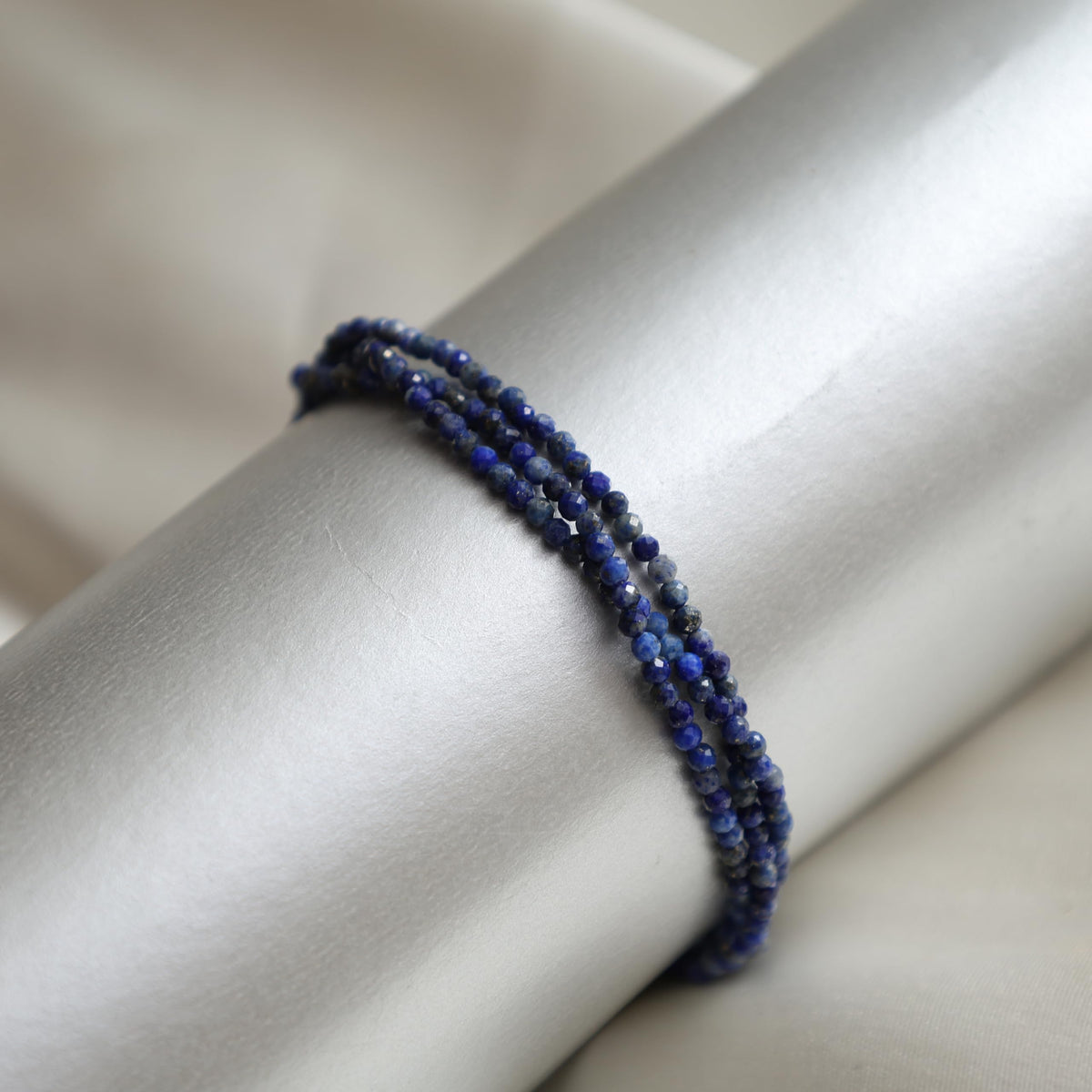 Gempires Blue Lapis Lazuli Beaded Bracelets Multi Strand September Birthstone Jewelry Hypoallergenic 8 Inch Gold Plated Elegant Gemstone Handmade Jewelry For Women