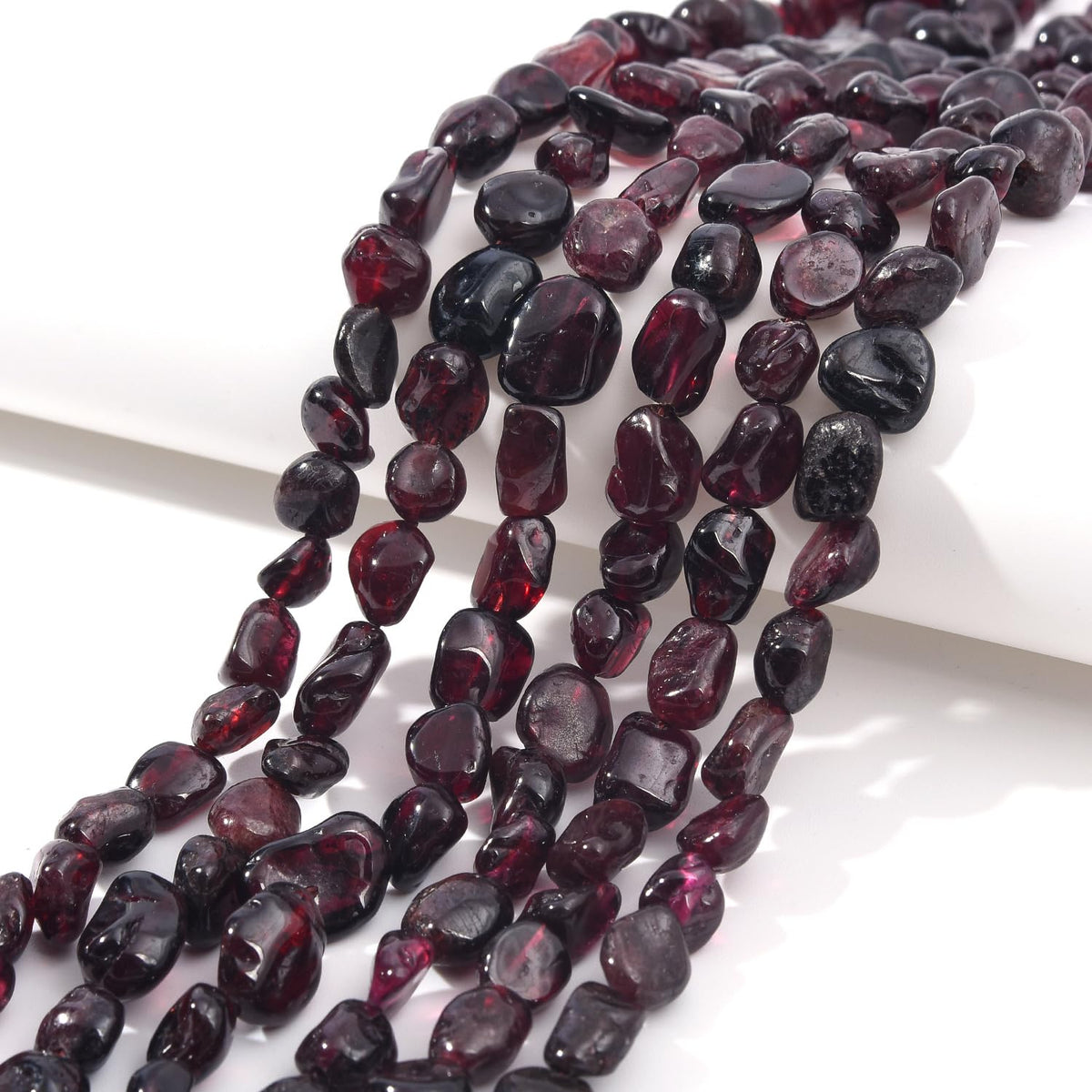 jodaying 6-8mm Natural Red Garnet Nuggets Oval Free Tumbled Pebble Semi Precious Gemstone Loose Stone Beads Approx 15.5 inch for DIY Jewelry Making