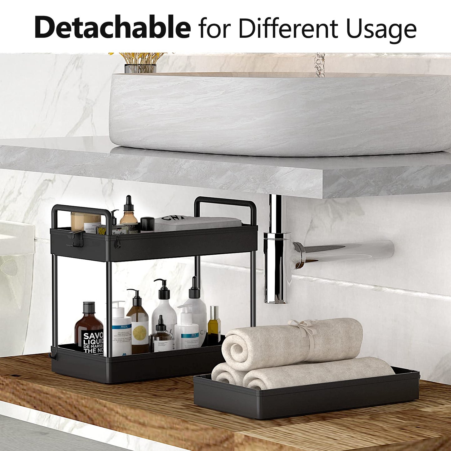 SOLEJAZZ 3 Tier Rolling Storage Cart with Wheels Slim Craft Nail Makeup Snack Art Baby Utility Cart Organizer on 2 Lockable Wheels for Bathroom Laundry Room Kitchen Bedside Narrow Spaces, Black