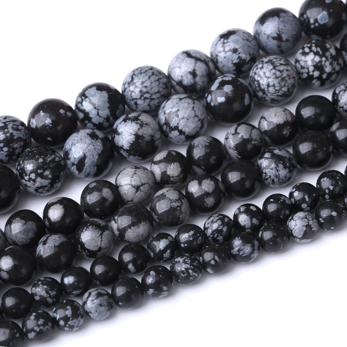 90PCS 4MM Snowflake Obsidian Stone Beads Natural Gemstone Bead Crystal Healing Energy Jewelry Making DIY 19 inches