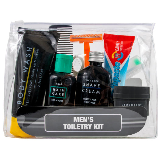 Trail maker Men’s Travel Toiletry Bag with Supplies, 13 Piece Travel Size TSA Compliant Oral Care and Grooming Essentials Kit