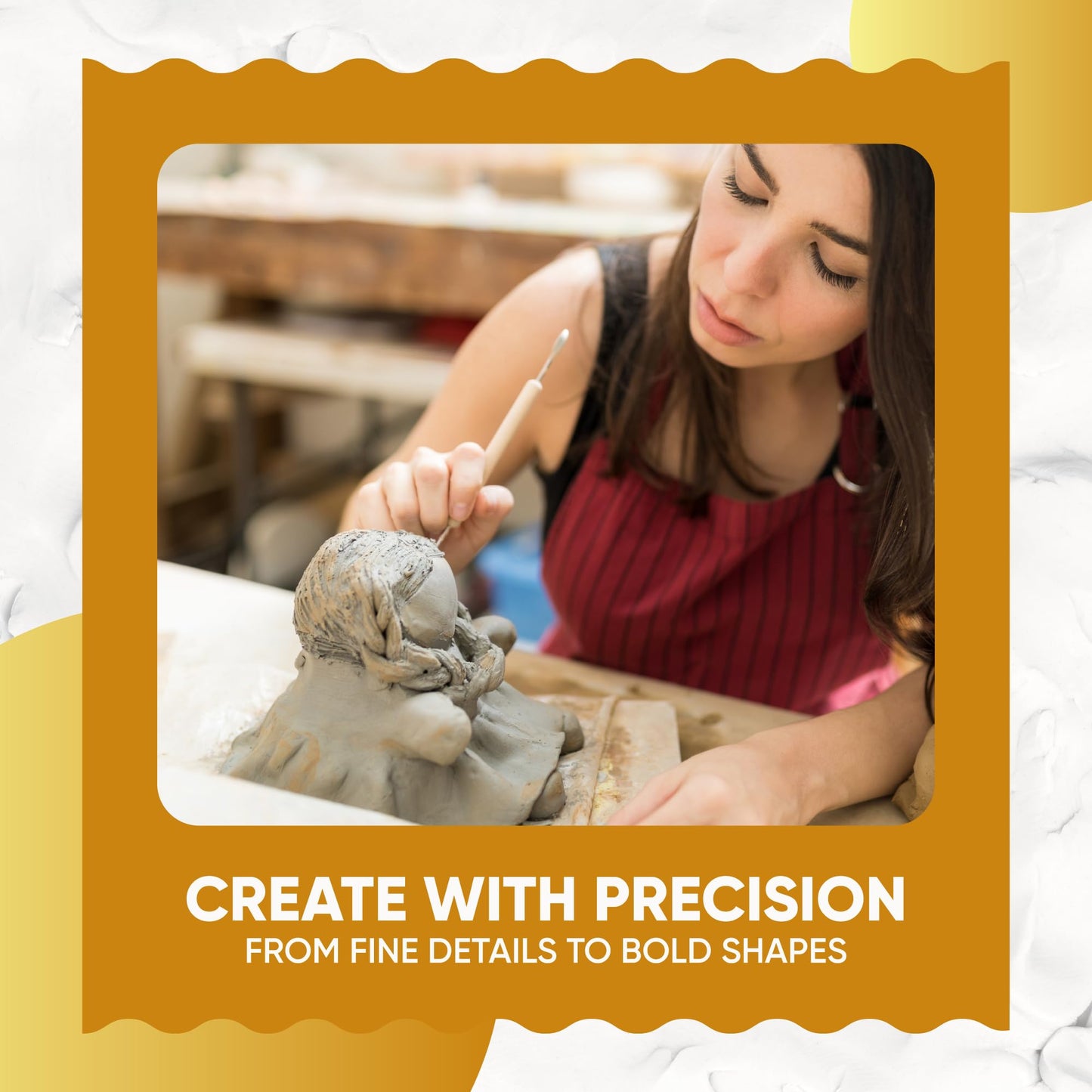 30 Pcs Clay Tools & Pottery Tools Kit, Professional Polymer Clay Sculpting Tools for Air Dry Clay, Ceramics Tools and Modeling Tools, Includes Wire Cutter, Ribbon Tool, Potter’s Rib & Clay Carving Set