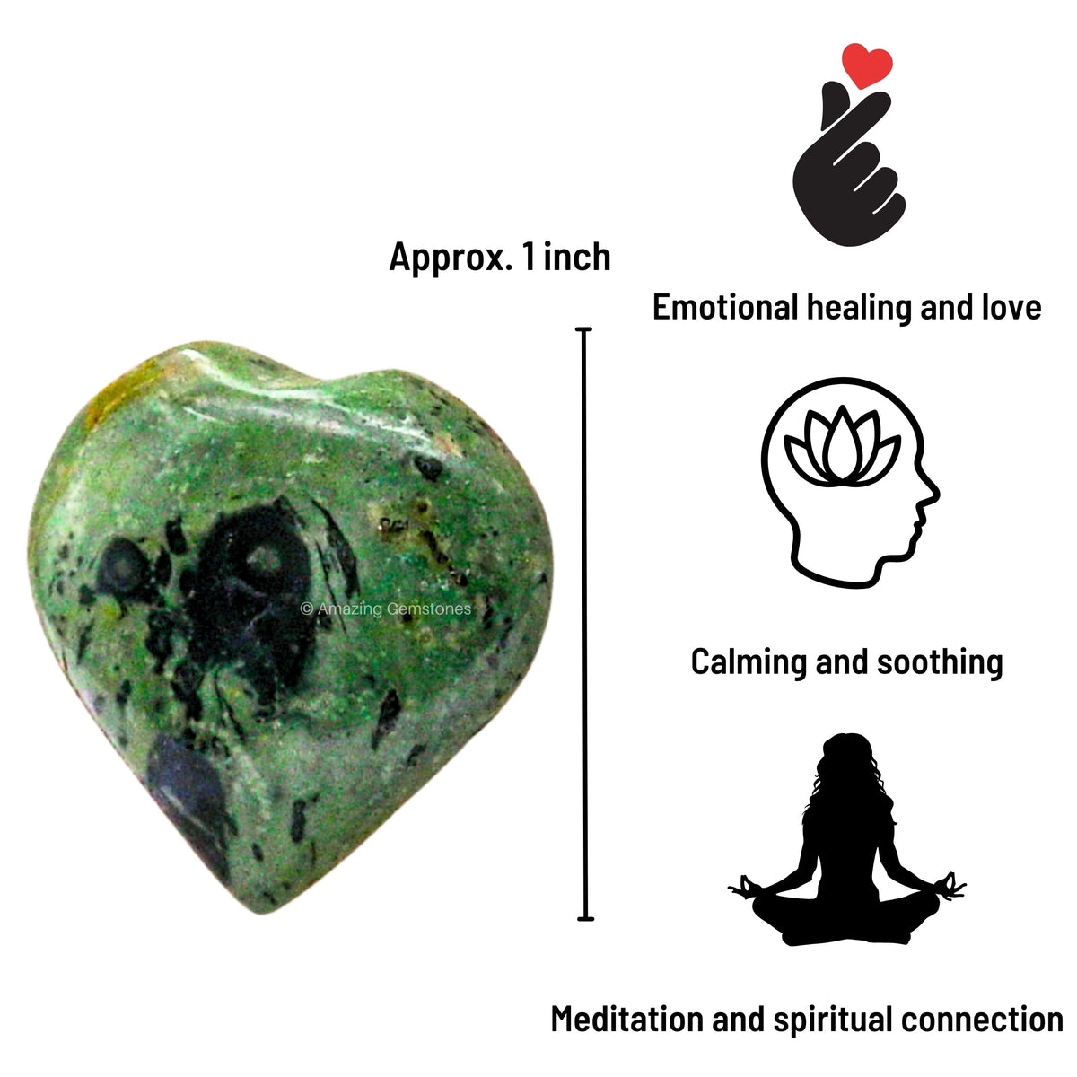 Amazing Gemstone Kambaba Jasper Stone Heart - Pack of 2 Crystal Heart Stones Rocks - Corazones De Piedra Crystals and Healing Stones Heart Shaped Crystal - Stocking Stuffers Gifts