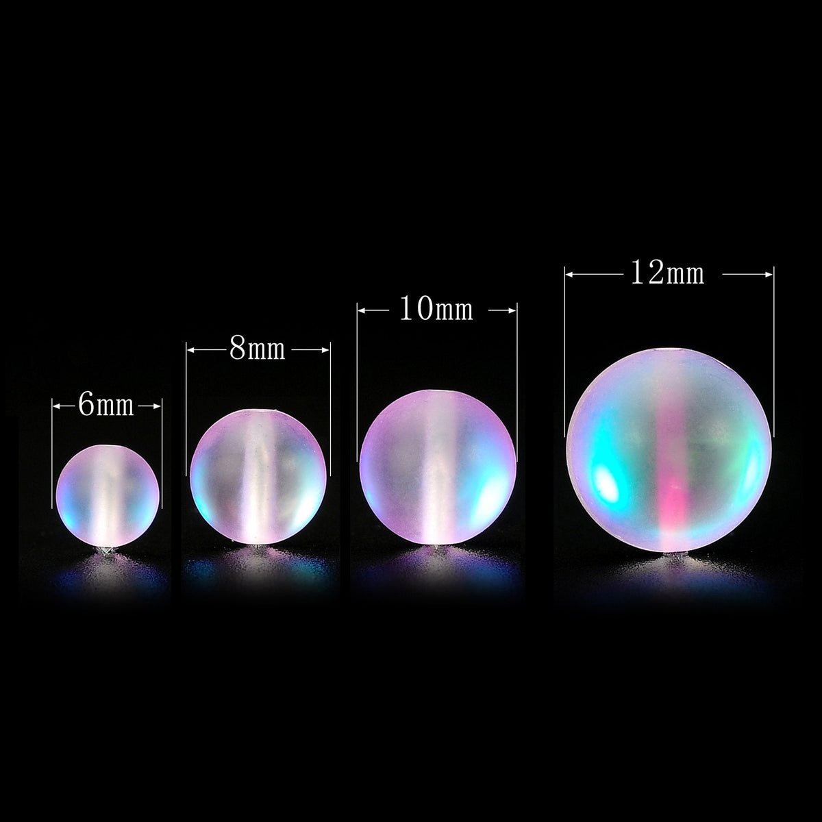 RUBYCA 6mm Round Moonstone Matte Crystal Glass Beads Aura for Jewelry Making Purple, 1 Strand