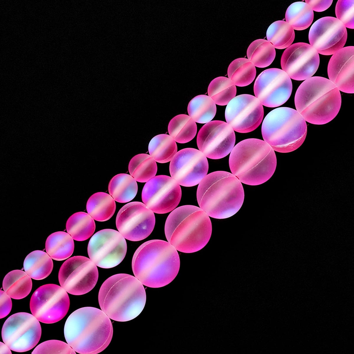 uxcell Matte Crystal Glass Beads 10mm Synthetic Frosted Shining Semi-Precious Round Loose Beads Synthetic Moonstone for Jewelry Making DIY Bracelet, Light Red
