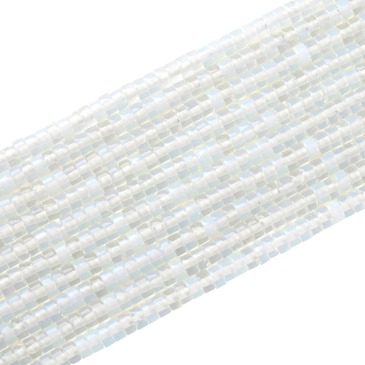 150pcs 2x4mm Natural White Opal Stone Tube Shape Beads Loose Flat Round Cylinder Flat Spacer Green Stone Beads for Bracelet Earrings Jewelry Making