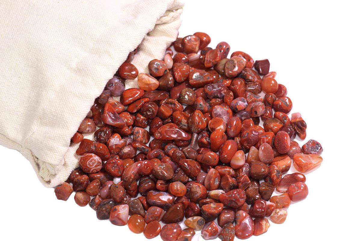 ZenQ 1 lb Red Agate Tumbled Stone Chips Crushed Natural Crystal Quartz Pieces