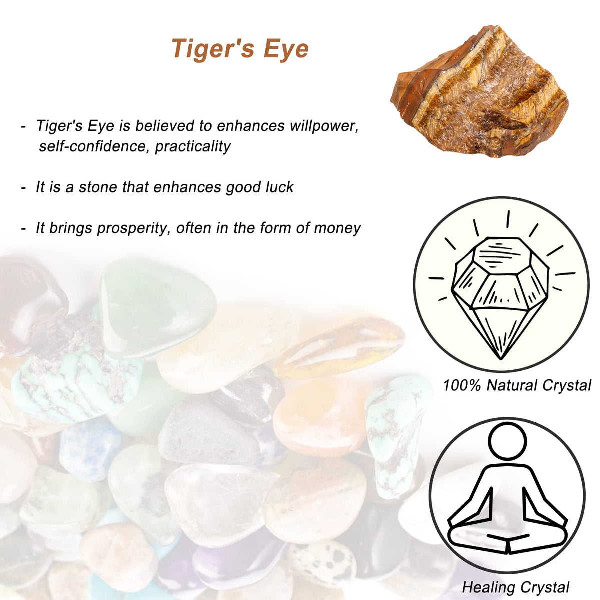 Tiger's Eye Raw Crystals, Large 1.25-2.0" Healing Crystals Natural Rough Stones Crystal for Tumbling, Cabbing, Fountain Rocks, Decoration, Polishing, Wire Wrapping, Wicca & Reiki