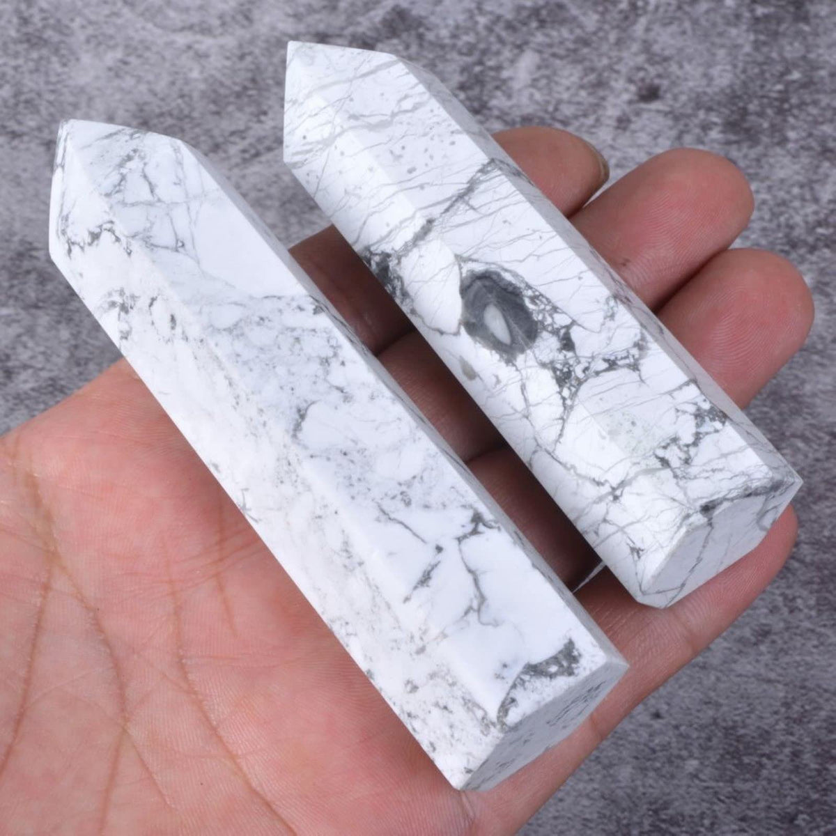 Large White Howlite Crystal Tower Healing Crystal Wand For Spiritual Use Hexagonal Point Reiki Chakra Gemstone Home Decor