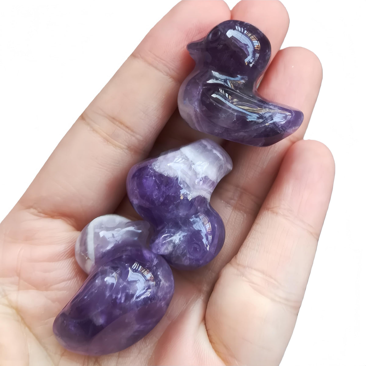 Bacatgem Natural Amethyst Crystal Duck Carving Positive Energy Home Decoration Desk Decor,1.18 Inchs Crystal and Healing Stone Ornament