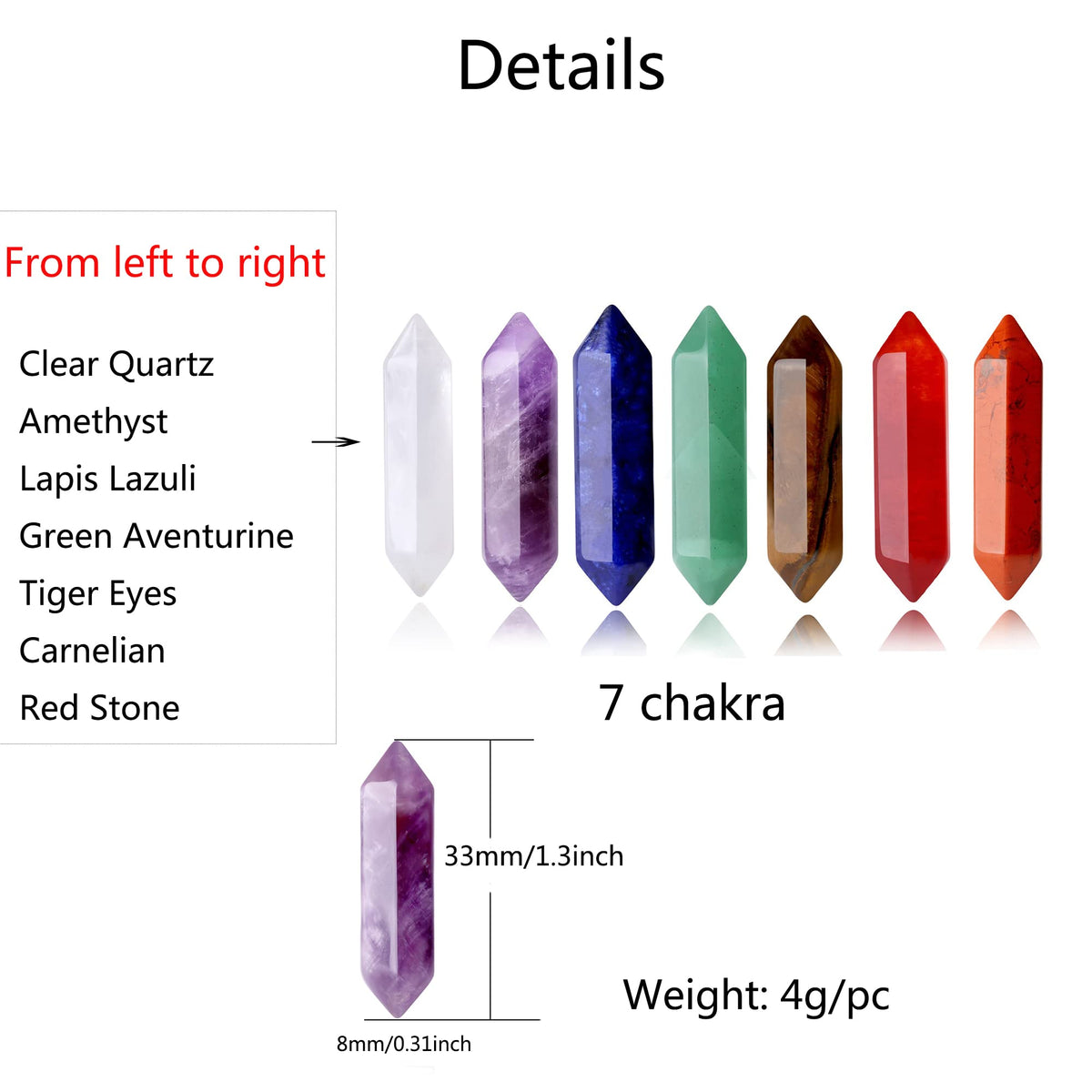 Healing Crystals Stones Sets 7 Chakra Natural Clear Quartz Amethyst Green Aventurine Tiger Eye Carnelian Red Stone Reiki Gemstones Points Energy Balancing Meditation Therapy