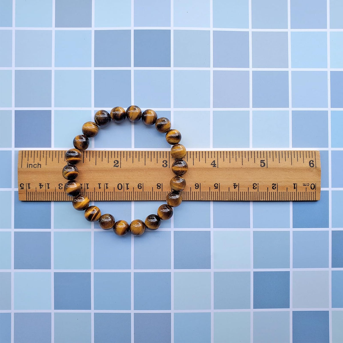 chengmu 8mm Yellow Tiger Eye Stone Stretch Bracelet, Natural Gemstone Round Stone Crystal Beads for Beaded Elastic Bracelet 7.5"