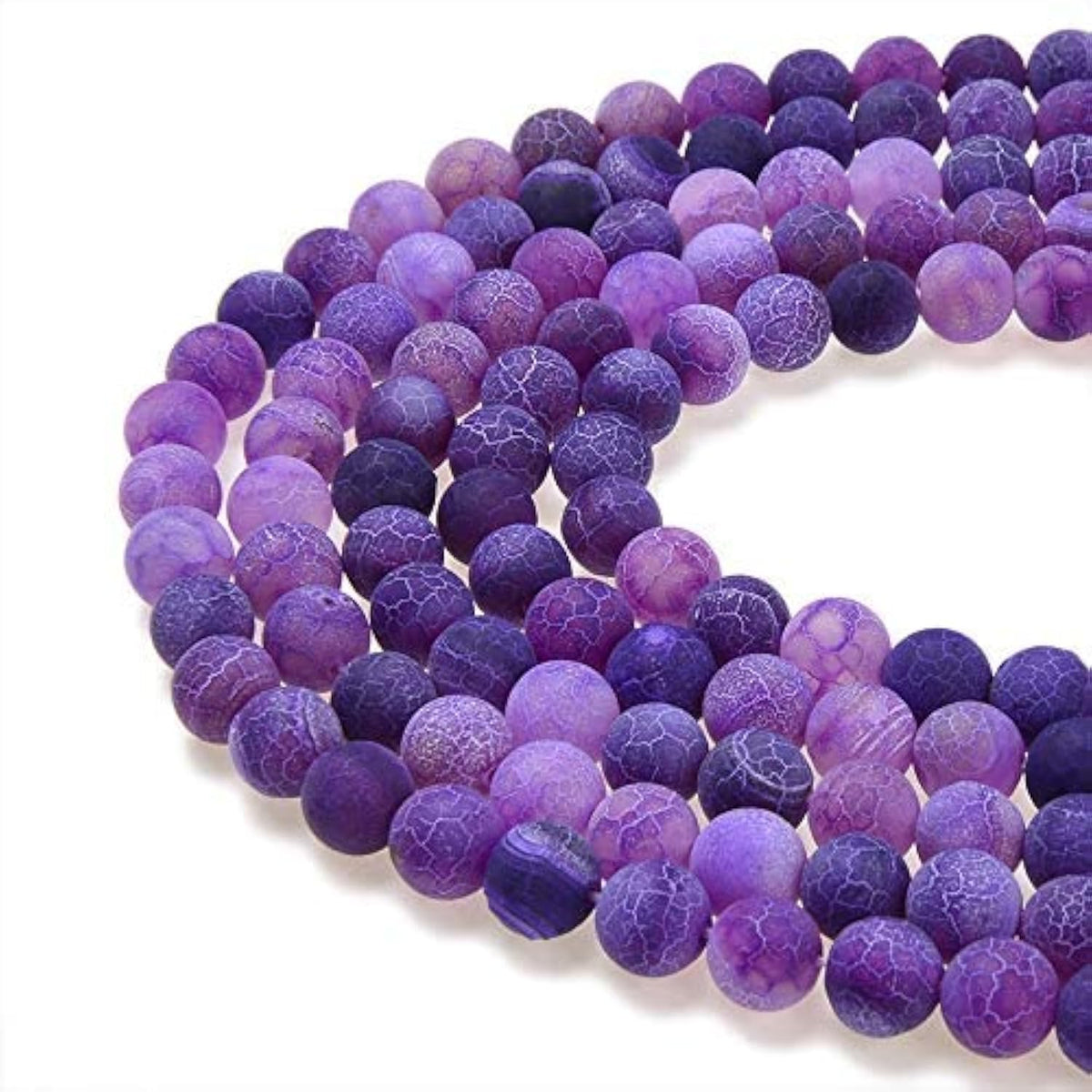 PLTbeads Natural Gemstone Loose Beads Matte Approxi 15.5 inch DIY Bracelet Necklace for Jewelry Making (6mm, Purple Frosted Agate)