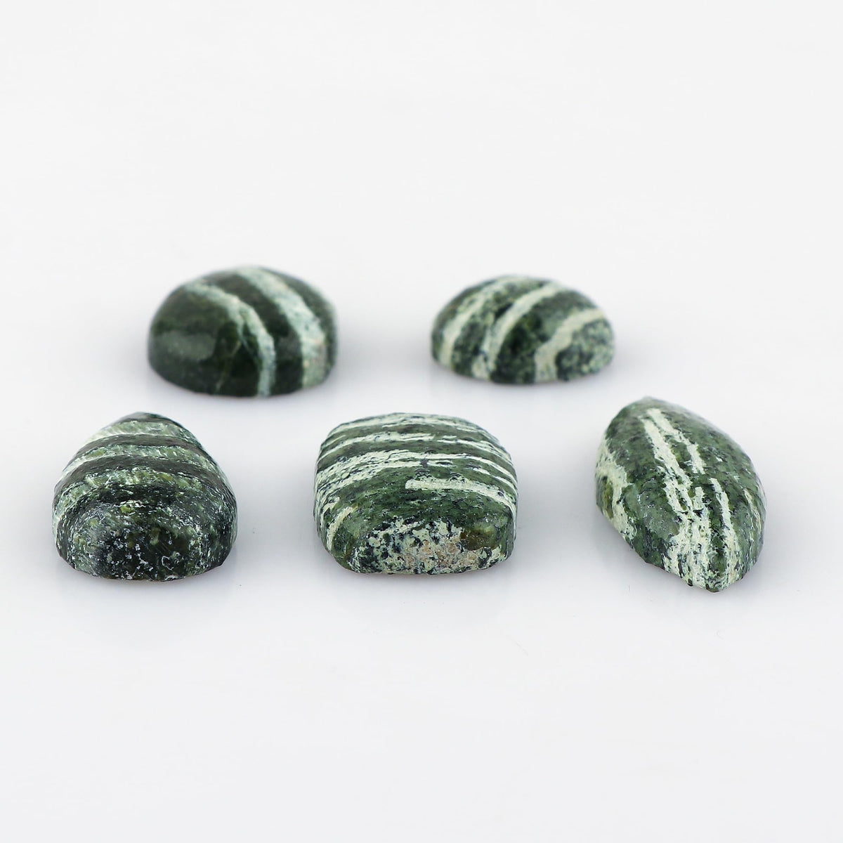 CRYSTALINES 5pcs, Natural Chrysolite Gemstone, Bulk Flatback Cabochon Stone, Polished Loose Supplis for Jewelry Making, Chakra Healing Crystals, Wire Wrapping, Decoration, Gem Collector
