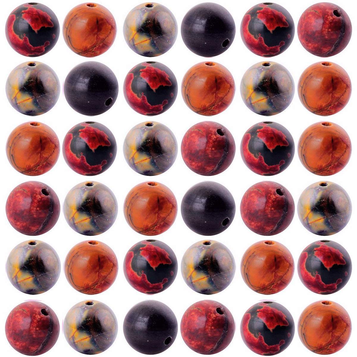 Natural Stone Beads 100pcs 6mm Picasso Jasper Round Genuine Stone Beading Loose Gemstone Hole 1mm DIY Charm Smooth Beads for Bracelet Necklace Earrings Jewelry Making (Picasso Jasper Red, 6mm)