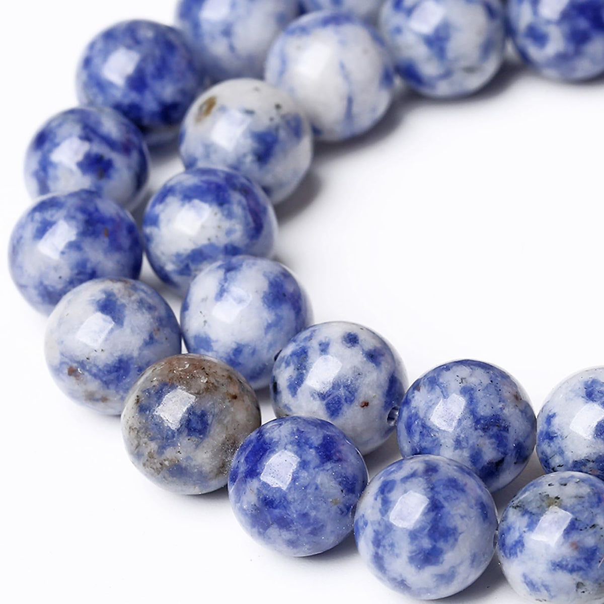 Natural Blue Spot Jaspers Stone Beads for Jewelry Making Round Gemstone Beads DIY Bracelet Necklace 180pcs 4MM 2 Strands 32"
