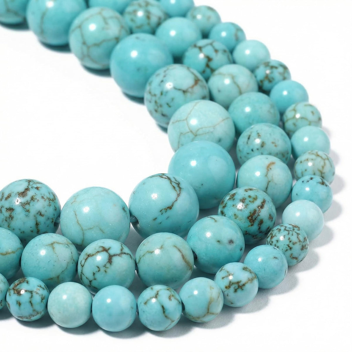 Yochus 60pcs Blue Turquoises Beads，6mm Healing Power Natural Stone Round Loose Beads for Jewelry Making Earring Necklace DIY Crafts