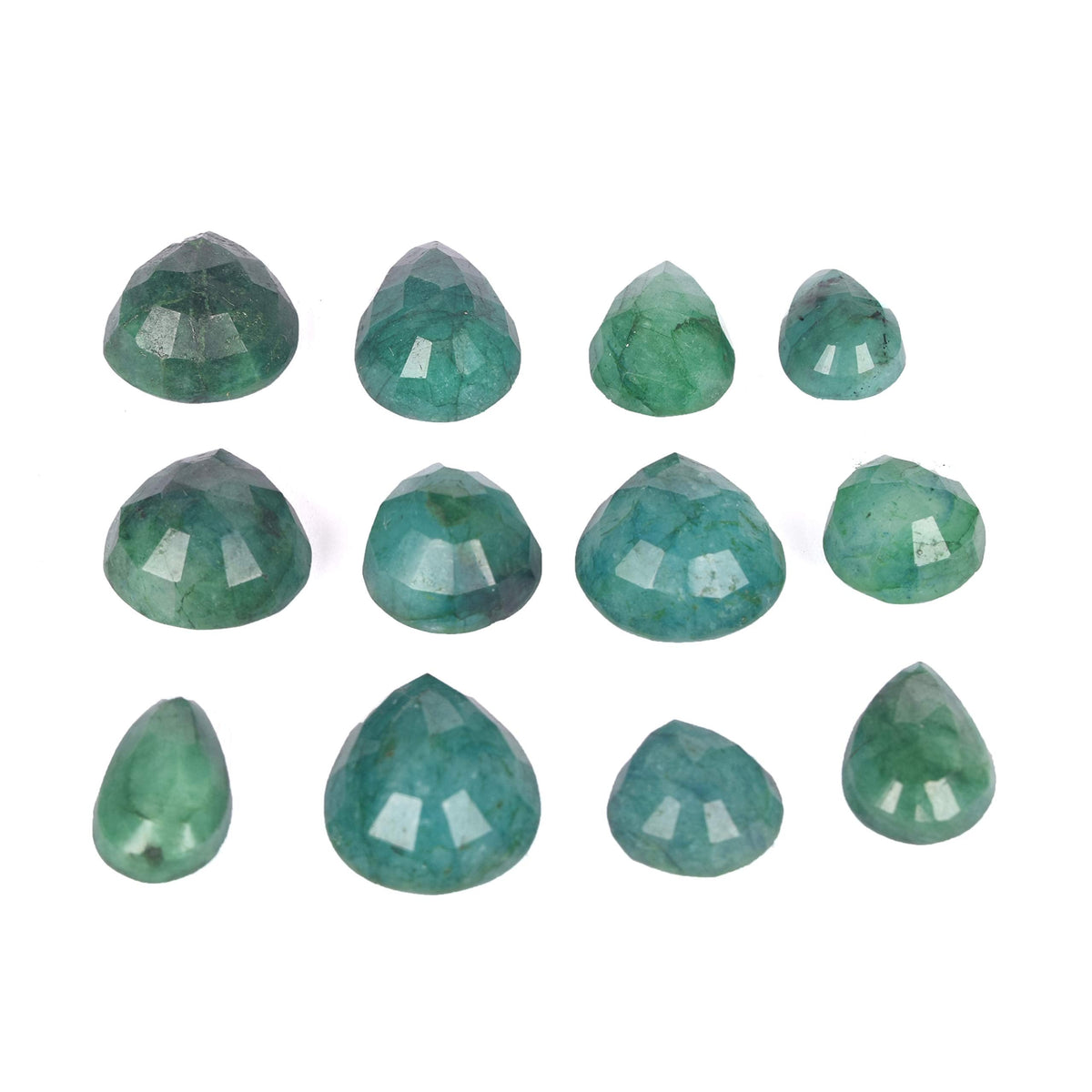 GEMHUB Jewelry Making Gemstone Beads 140.00 Carat. 14 Pcs Natural Green Emerald Gemstone, Pear Cut Emerald Gemstone Lot for Jewelry