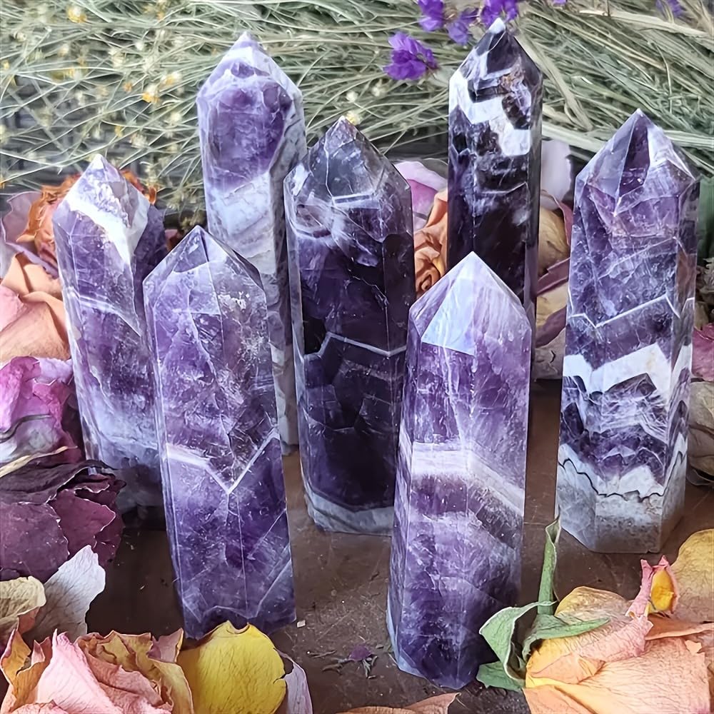 Amethyst Crystal Point Wand 5.9 Inch Natural Healing Crystal Wand for Reiki Chakra Balancing Meditation & Spiritual Energy Therapy(5.9inch Wand Amethyst)