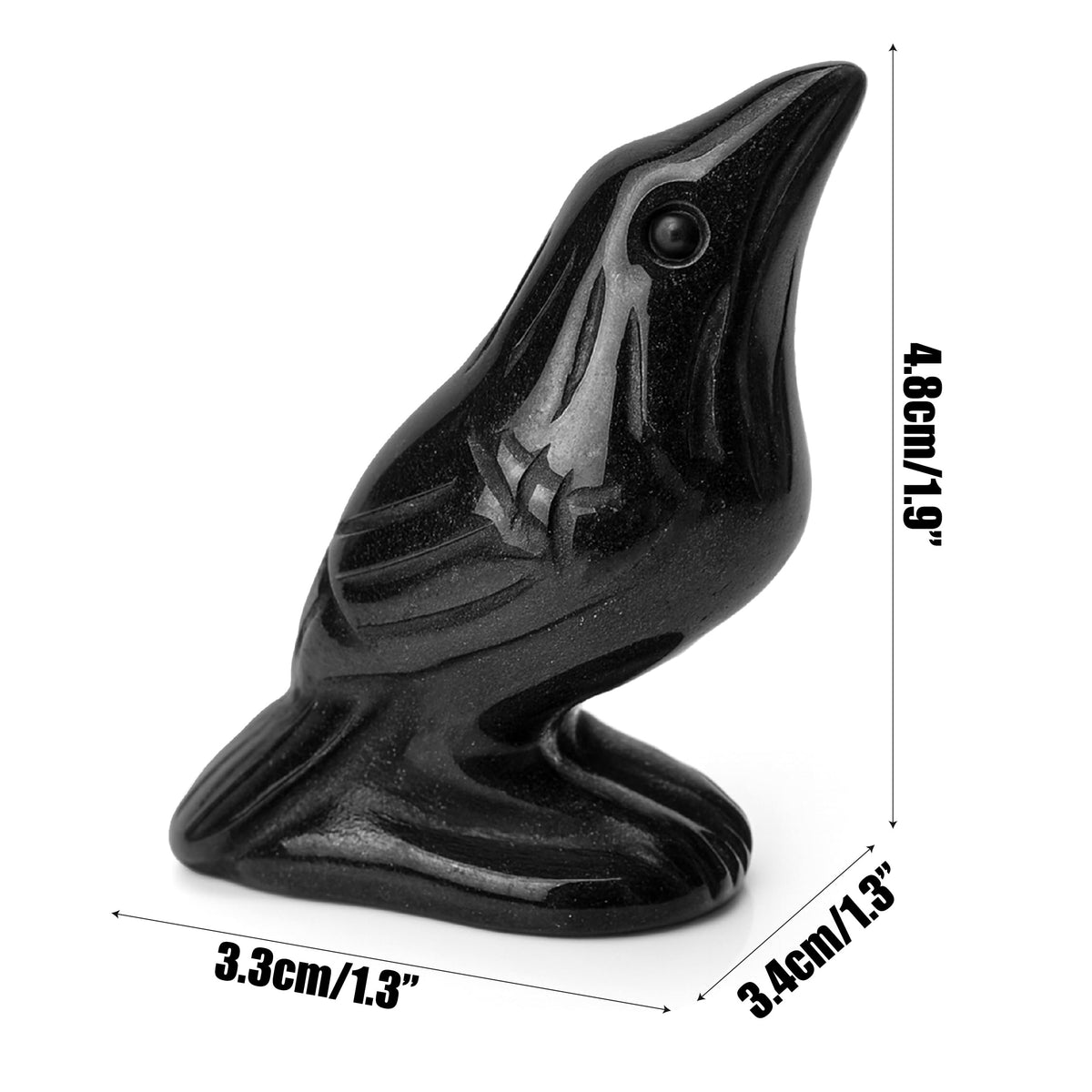 Natural Black Obsidian Raven Figurines 2 Inch Healing Crystal Animal Statues – Handmade Creative Bird Sculpture, Lucky Guardian Crow Figurine, Reiki Meditation Stone Ornament for Home Office Decor