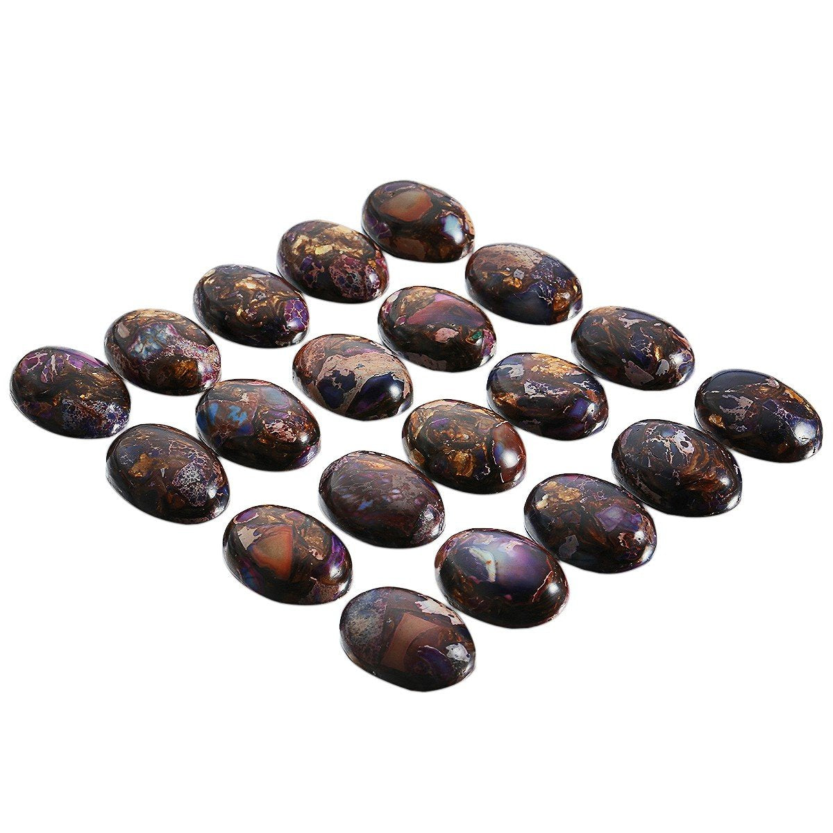 rockcloud 18x25mm Oval Cabochon Flatback Semi-precious Stones Sea Sediment Jasper for Jewelry Making Pack of 5