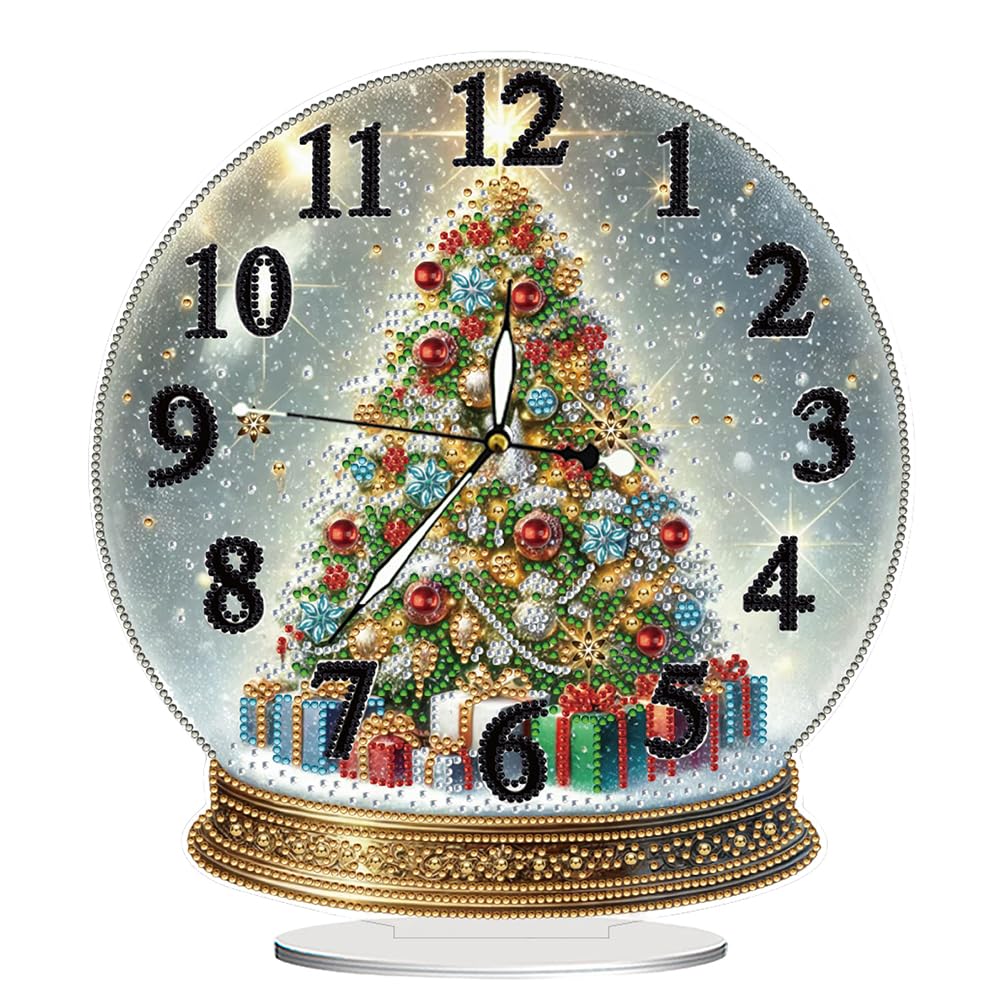 Sulunmo DIY Diamond Art Painting Kit Desk Tabletop Clock Craft Diamond Drill Art Kit for Home Decor Decoration, Creative Gift(Hooks-Christmas-Crystal-Ball-26)