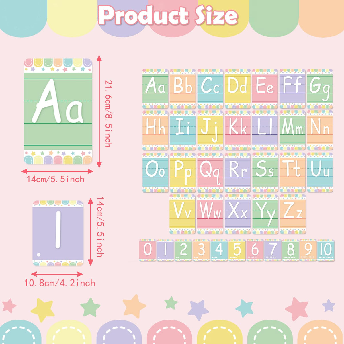 Adduster Bulletin Board Letters - ABC Alphabet Poster Classroom Decorating Set Toddler English Poster Kindergarten Elementary Classroom Nursery Home Wall Decoration（Soft Tones）