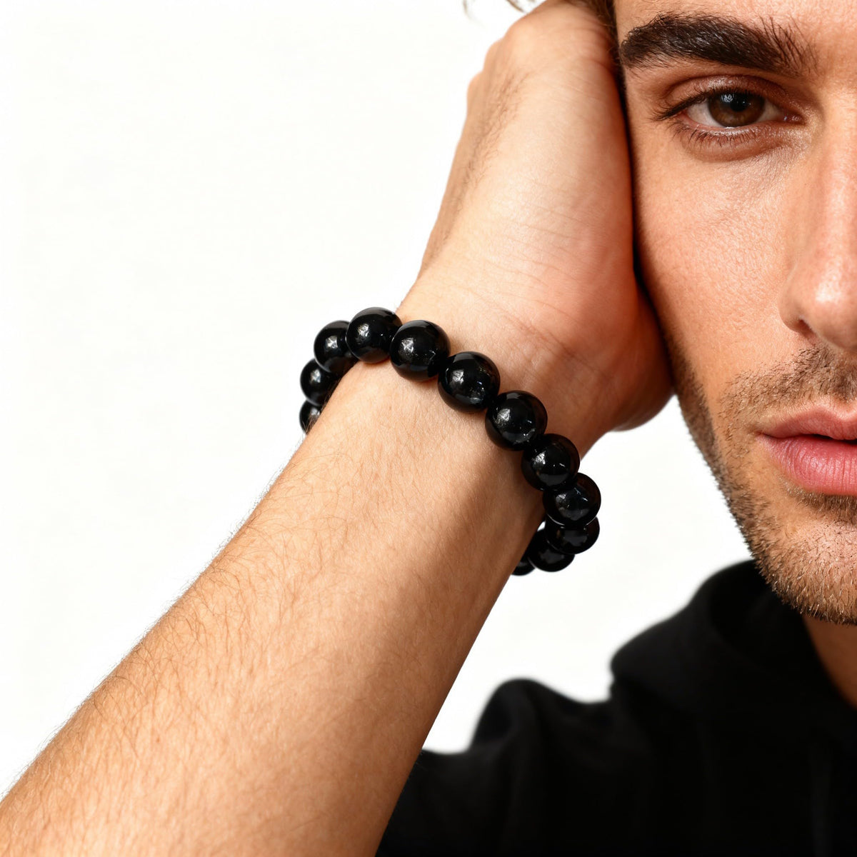 The Vida Handmade AAA+ Quality Crystal Stretch Elastic Bracelet - Nature Gemstone - Jewelry Gift - Holiday Gift - For Women & Men (Black Onyx)