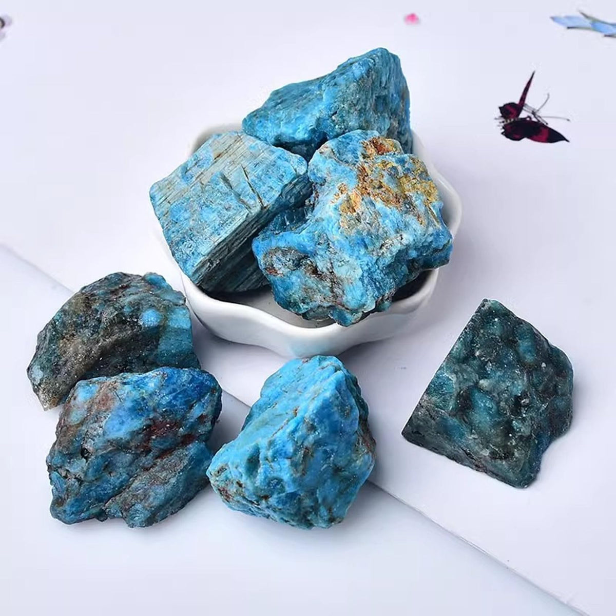 Apatite Raw Crystals Healing Crystals Natural Rough Stones 1.2-2" for Tumbling, Fountain Rocks, Yoga, Meditation, Polishin, Gift 4