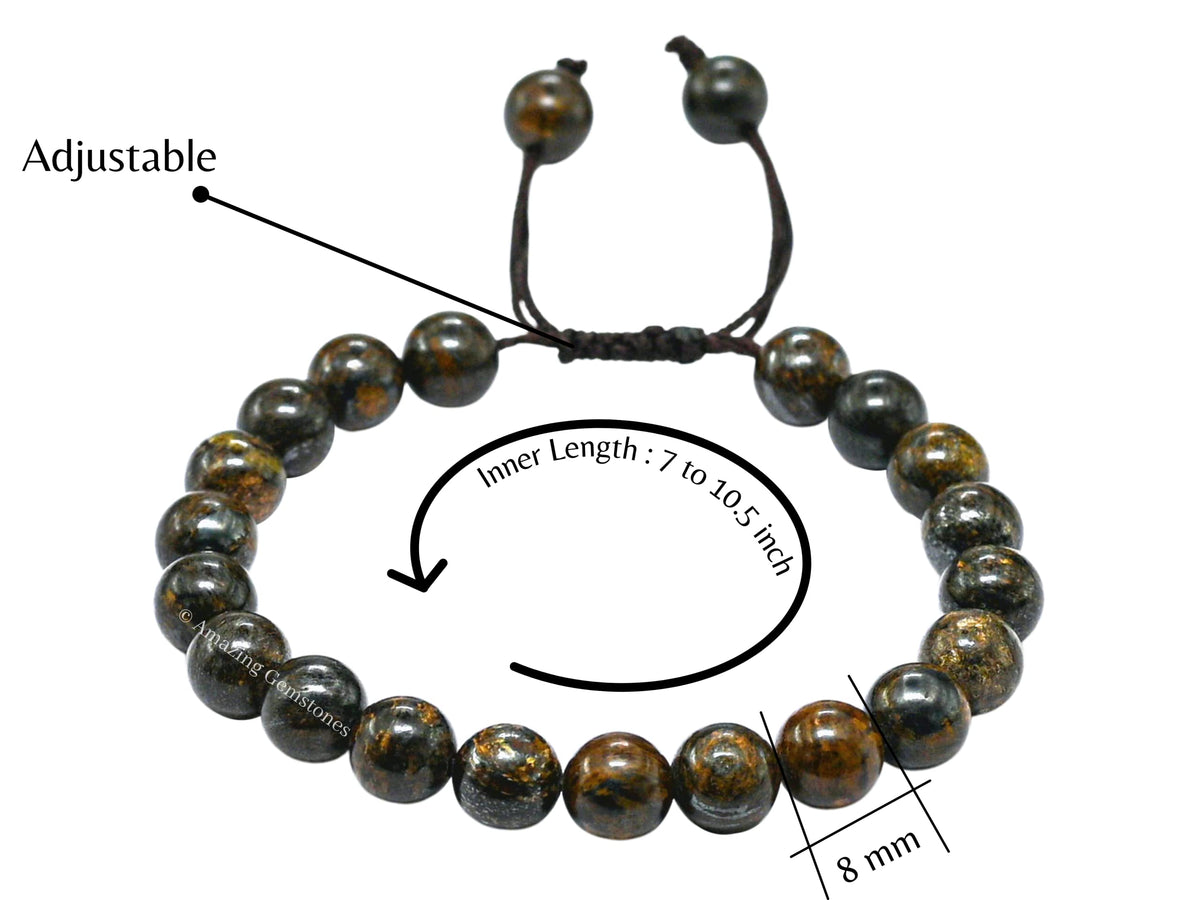 Amazing Gemstone Bronzite Bracelet for Women Men's Gifts - Protection Healing Crystal Bracelet - 8mm Gemstone Beaded Adjustable Bracelet Pulseras Para Hombres Mujer Stocking Stuffers