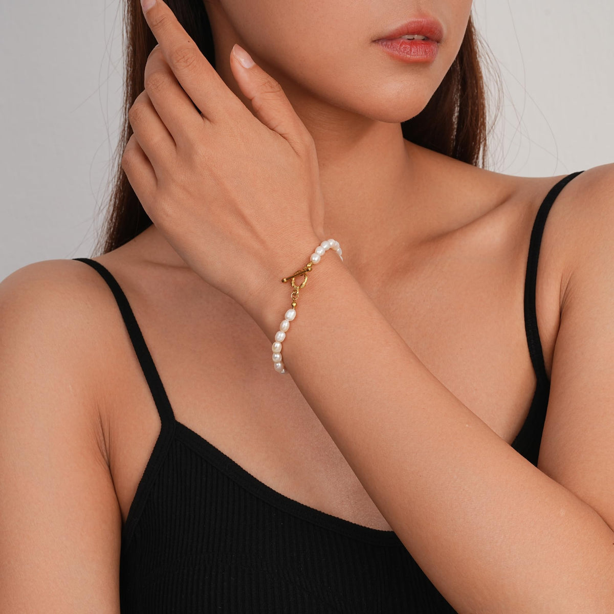 Sylph 5mm Pearl Bracelets for Women, Baroque Pearl Beaded Bracelet Beach Jewelry Bride Gifts for Wedding Birthday Anniversary, 7 Inch