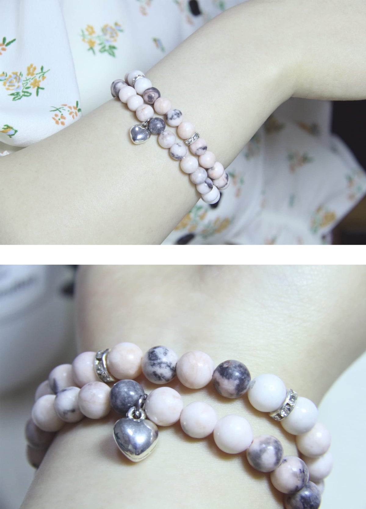 GDLKPYHS Healing Bracelets for Women - Pink Zebra Jasper Bracelet - Healing Prayers Crystal Bracelet, 8mm Natural Stone Stress Relief Yoga Beads Get Well Soon Gifts