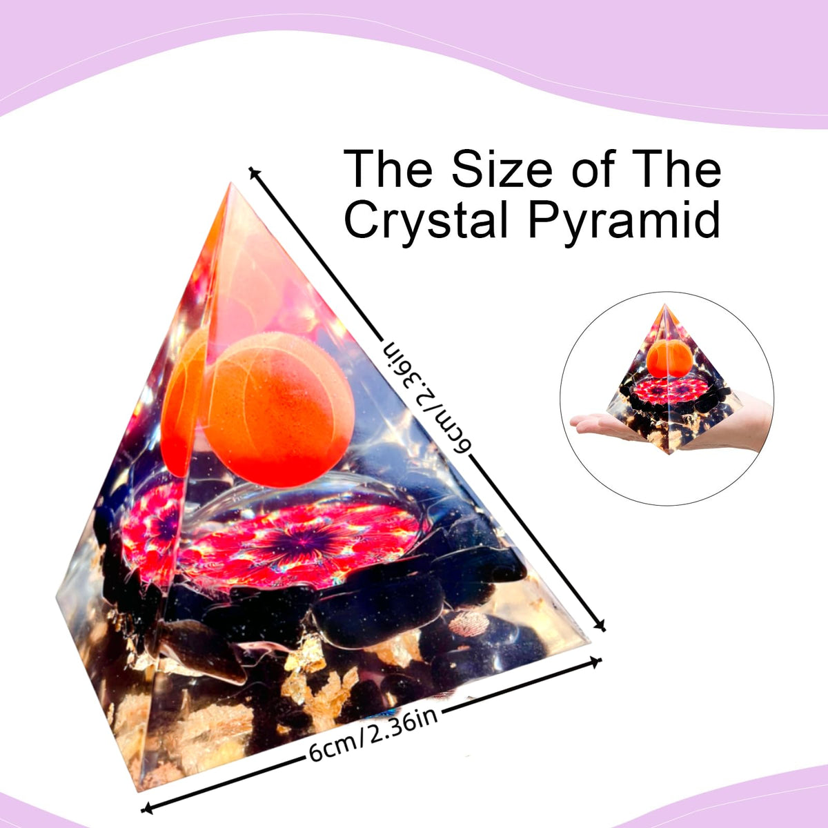 Saefheled Orgone Pyramid Energy Generator,Natural Obsidian&Rainbow Stone Orgonite Crystal Healing Pyramids for Reduce Stress Chakra Reiki Healing Meditation Attracts Lucky and Success, Wealth&Health