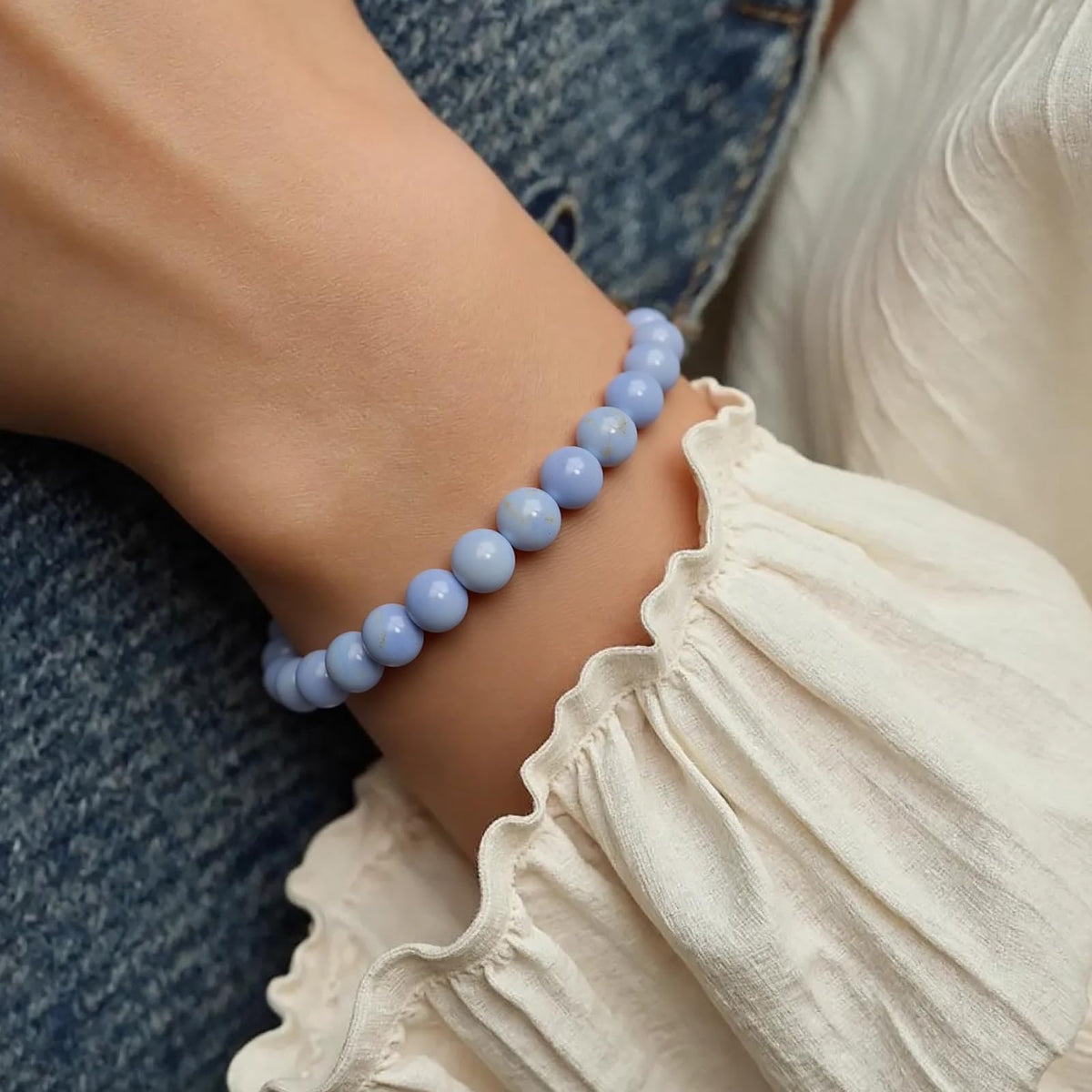 Yochus 60pcs 6mm Grayish Blue Persian Jade Energy Healing Round Bulk Gemstone Beads for Jewelry Making Bracelet Necklace Earring DIY