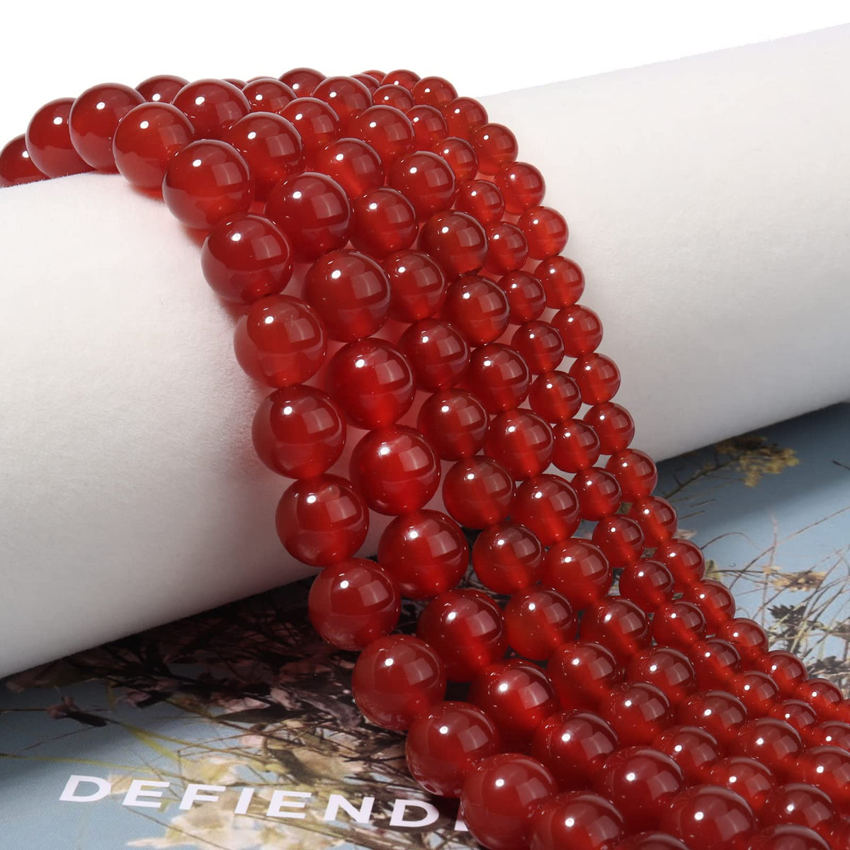 60pcs 6mm Natural Red Agate Gemstone Beads Energy Healing Crystal Round Loose Stone Beads for Jewelry Making, DIY Bracelets Necklaces