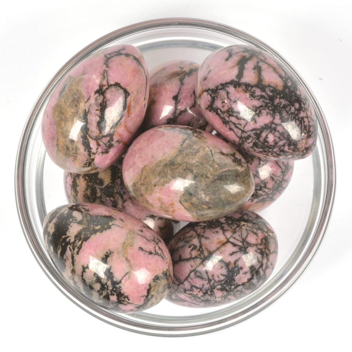 Justinstones Natural Matrix Rhodonite Gemstone Egg Crystal Healing Chakra Meditation Home Office Decor Stone with Stone Stand