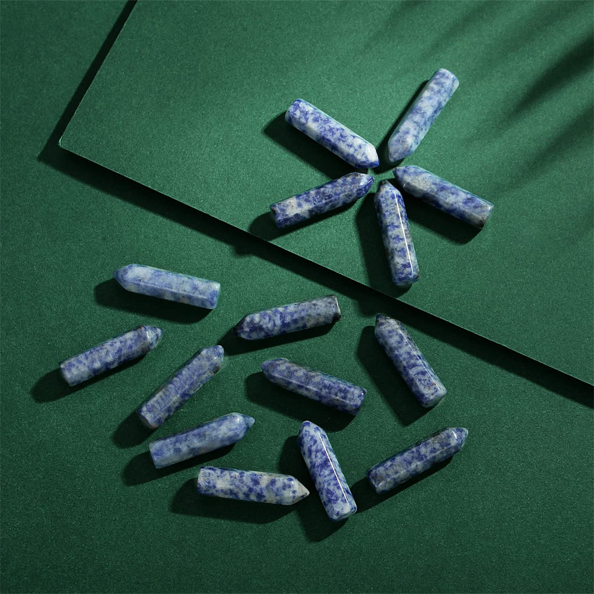 10PCS Blue Solidate Natural Healing Crystals Stones Sets Polished Tumbled Pocket Gemstones Bulk Hexagonal Points Reiki Energy Balancing Chakra Meditation Therapy Desk Decor Gift