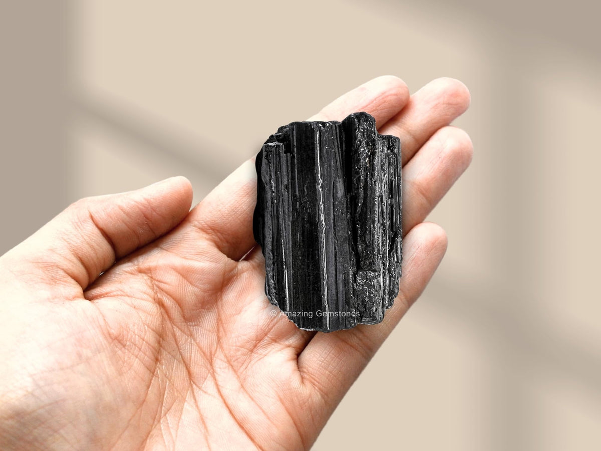 Amazing Gemstone Genuine Black Tourmaline Crystals Stone Raw Protection for Healing, Natural Rocks for Tumbling - Turmalina Negra Original (2 Pieces)