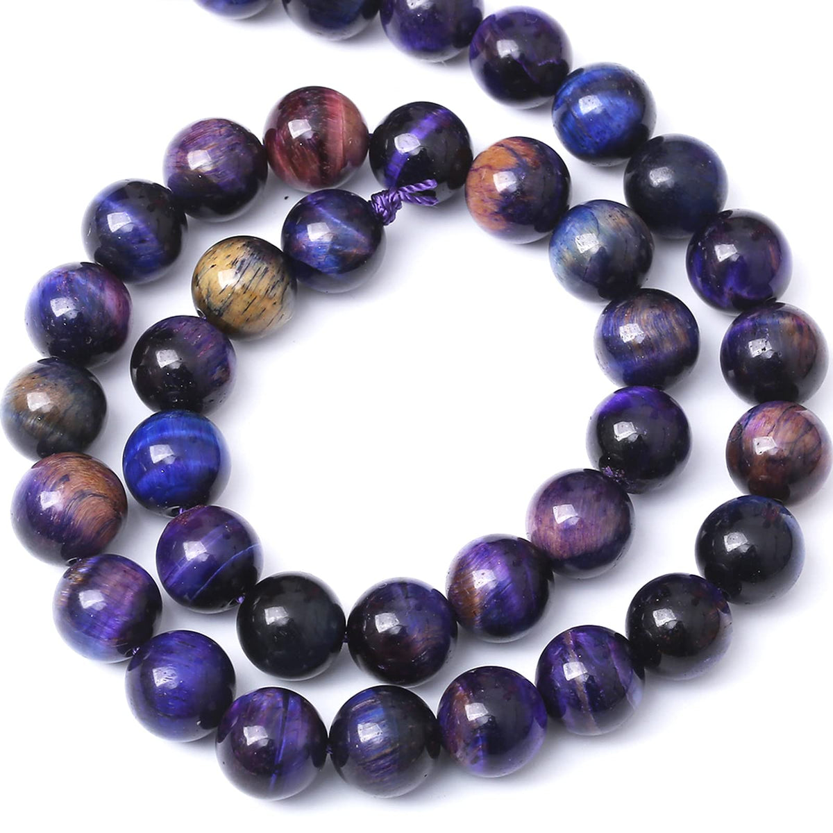 45PCS 8MM AAA Blue Purple Starry Sky Tiger Eye Stone Beads Natural Gemstone Bead Crystal Healing Energy Jewelry Making DIY 15 inches