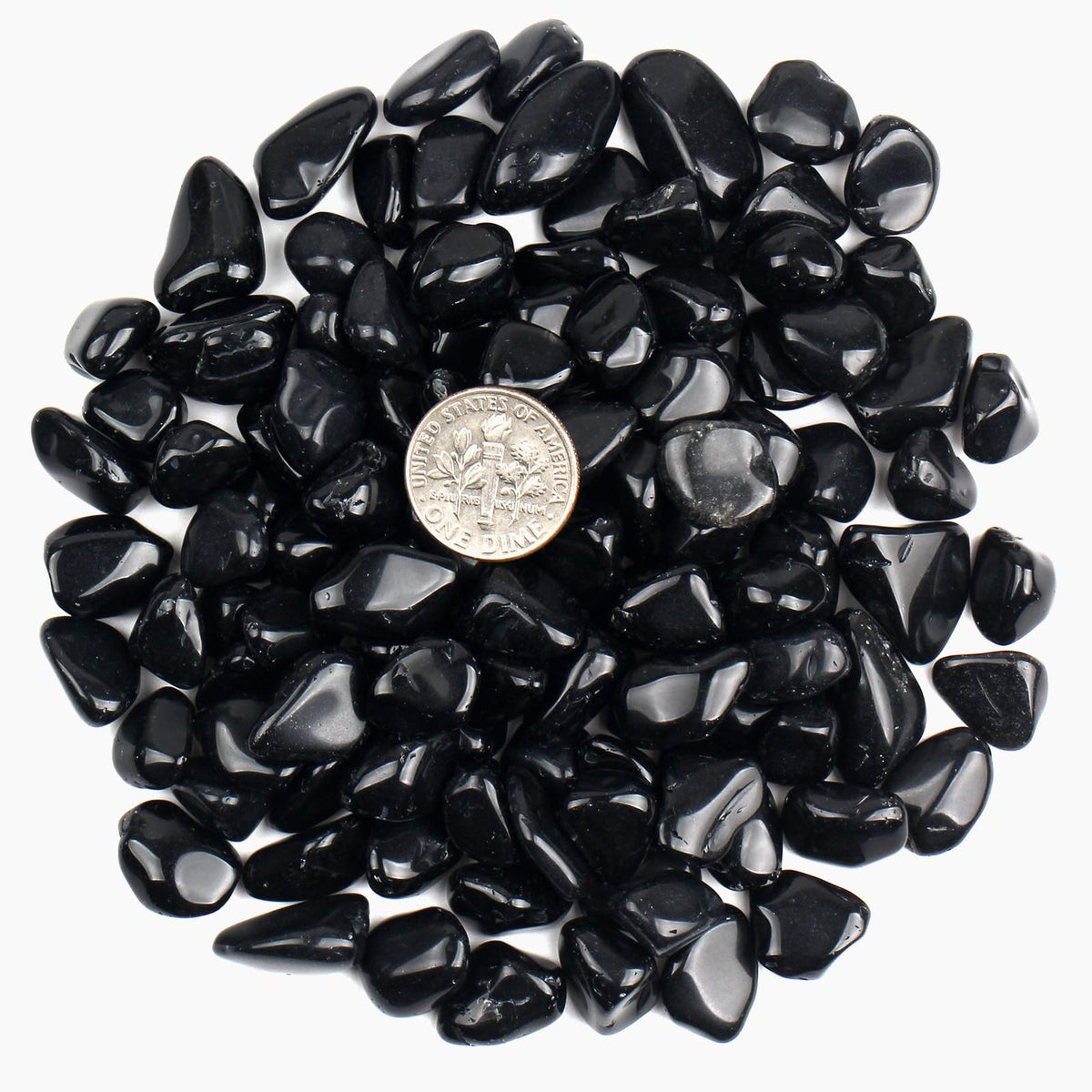 ZenQ 1 lb Black Obsidian Tumbled Stone Chips Crushed Natural Crystal Quartz Pieces