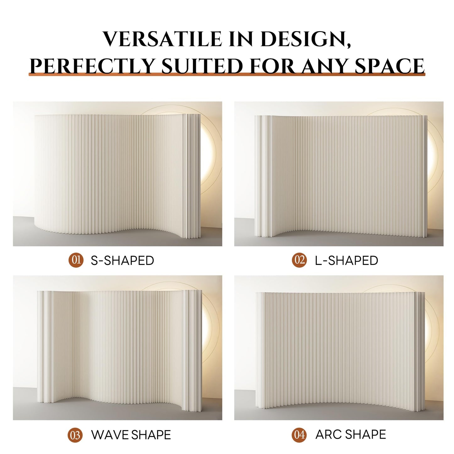 Paper Room Divider, Folding Privacy Screen Lightweight Stretchable Accordion Room Divider Wall, Portable Paper Wall Divide for Home, Office, Clothing Shop (White, L：158in x W: 17in x H：95in)