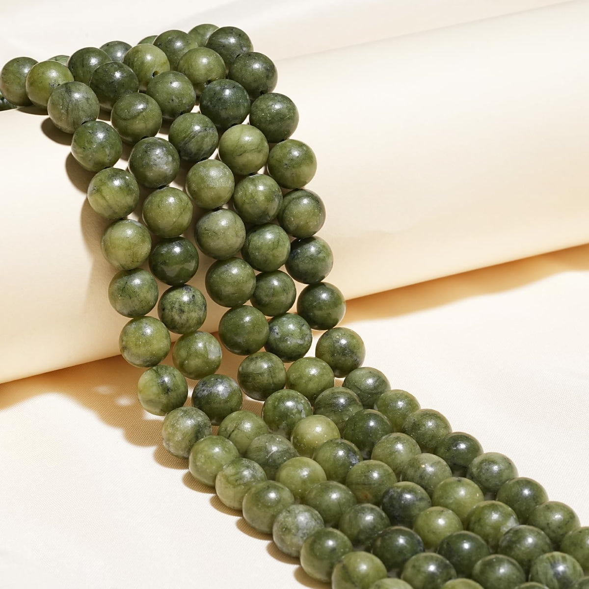 10mm Natural Taiwan Jade Gemstone Beads Polished Round Smooth Stone Beads for Bracelets Jewelry Making 15inch Loose Beads