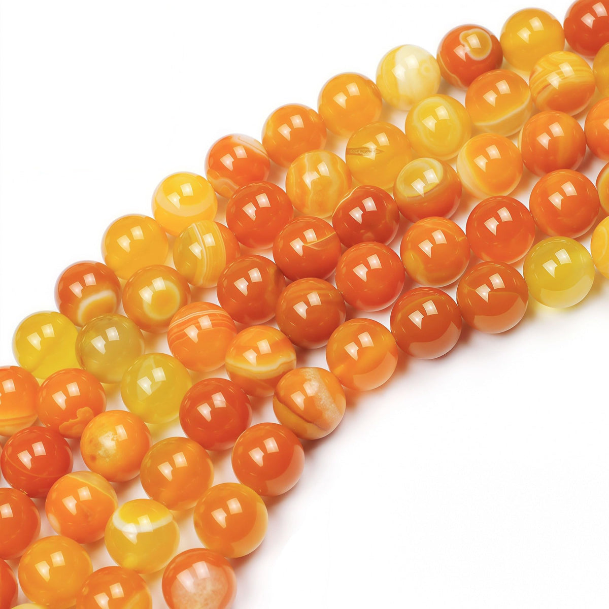 MJDCB Natural Stone Beads Orange Stripe Agate Round Loose Beads for Jewelry Making DIY Bracelet Necklace (6mm)