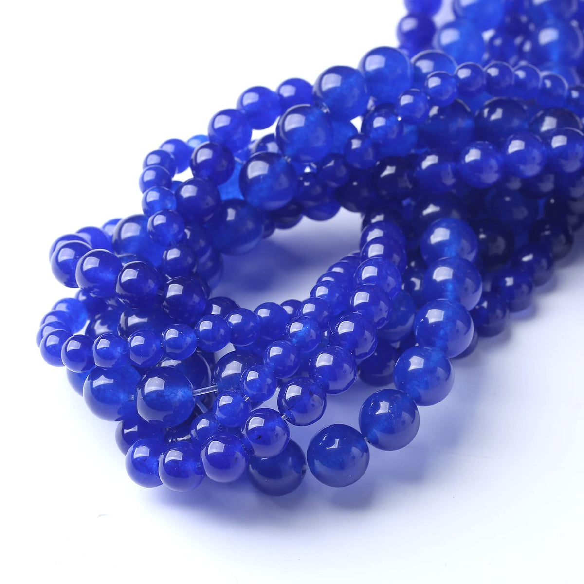 32PCS 12MM Natural Blue Chalcedony Stone Beads Energy Healing Beads for DIY Jewelry Bracelet Necklace Making for Jewelry Making15Inch