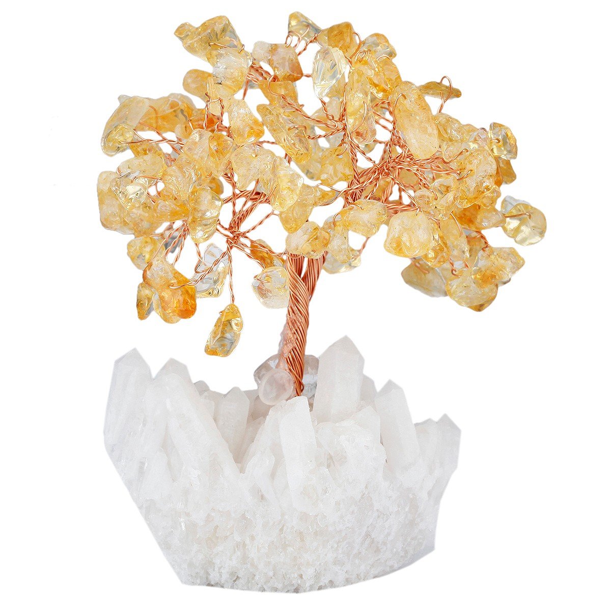 mookaitedecor Citrine Crystal Tree, Quartz Cluster Rock Crystal Base Bonsai Money Tree for Wealth and Luck