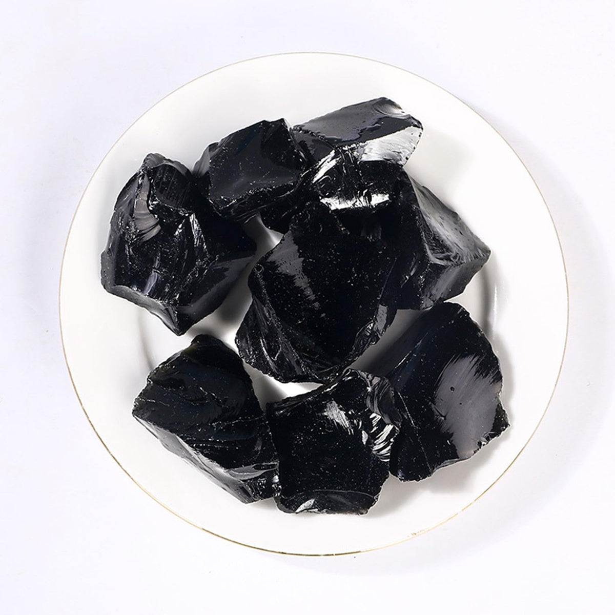 Black Obsidian Raw Crystals Healing Crystals Natural Rough Stones 1.2-2" for Tumbling, Fountain Rocks, Yoga, Meditation, Polishin, Gift 6